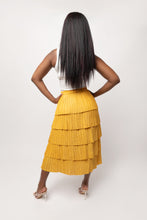 Load image into Gallery viewer, Multi-Tiered Midi Pleated Skirt - Gold
