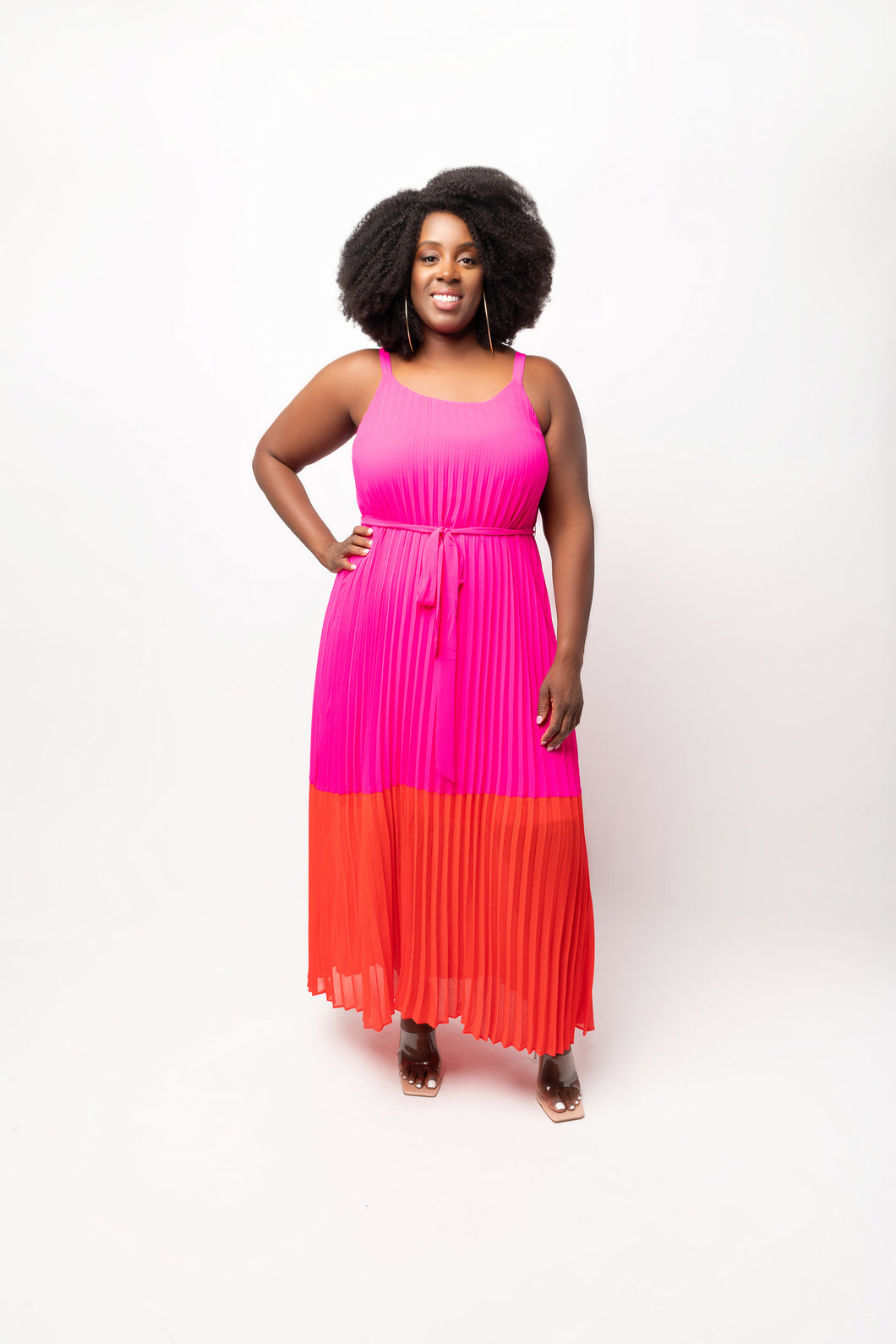 Plus Size Hot Pink & Red Maxi Dress