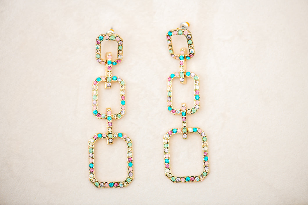 Multi Pastel Rhinestone Earrings